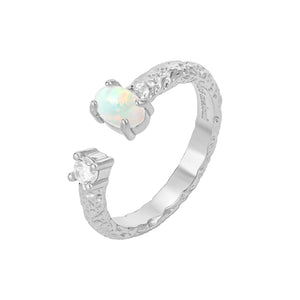 Opal Adjustable Ring - Silver